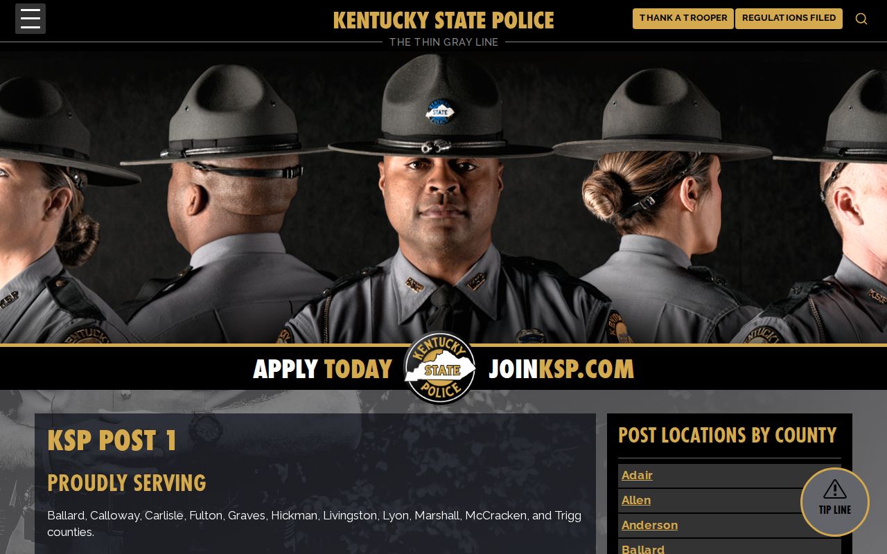 Eddyville criminal records through Kentucky State Police Post 1