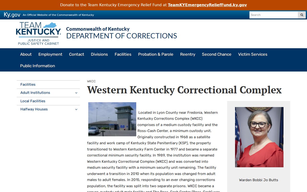 Kuttawa criminal custody records and Western Kentucky Correctional Complex