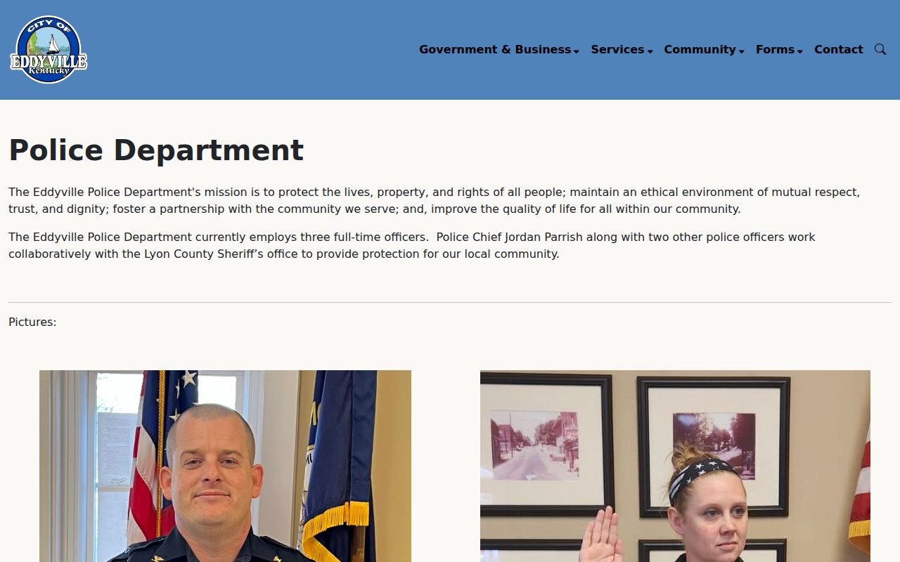 Lyon County arrest records source at Eddyville Police