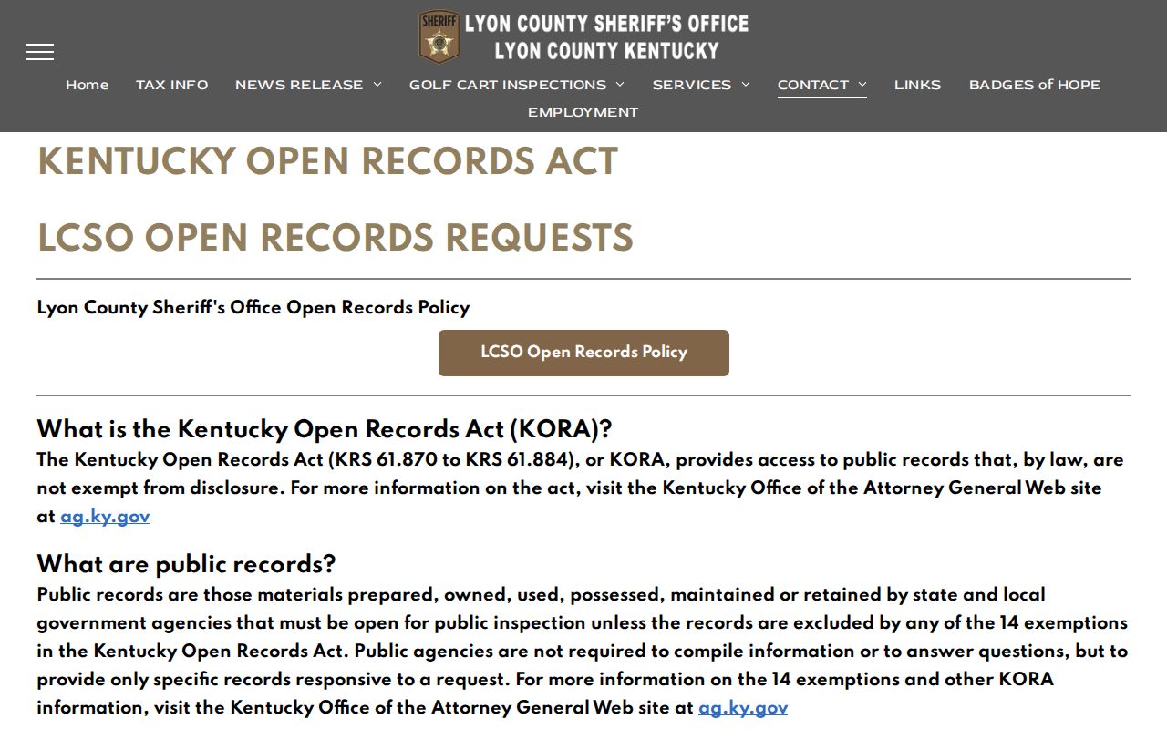 Lyon County arrest report open-records request instructions