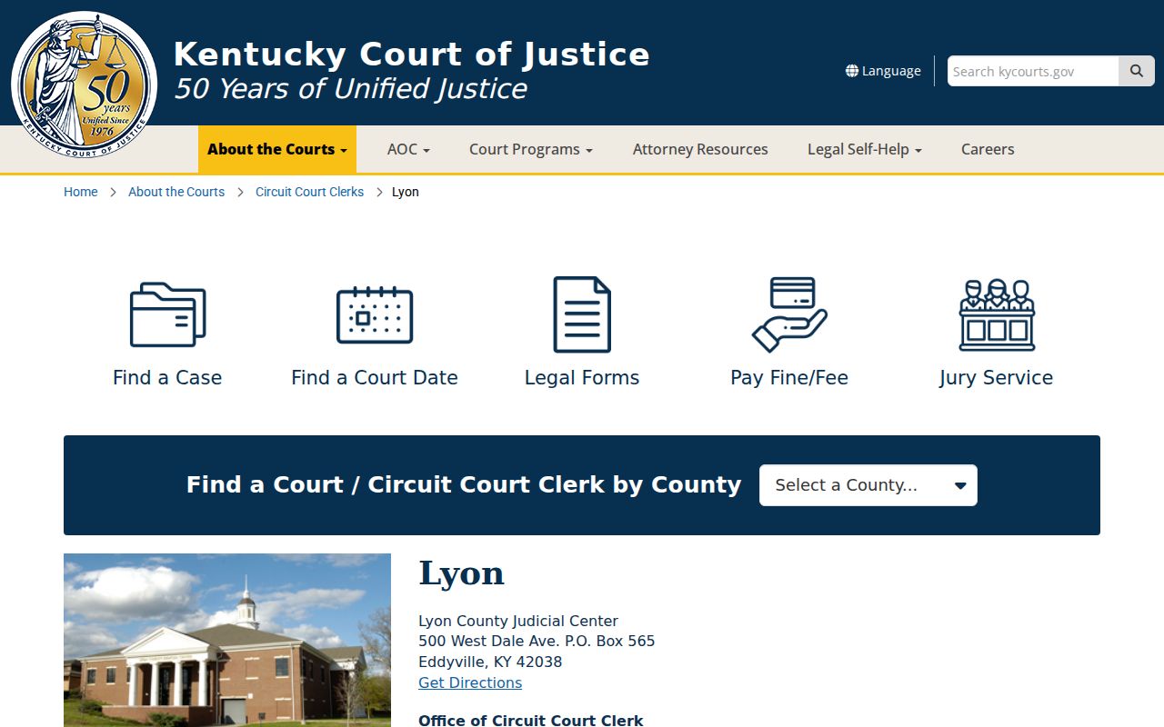 Lyon County criminal court records Judicial Center information