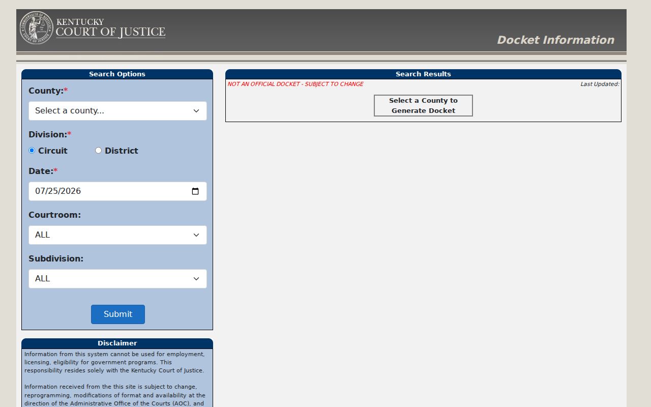 Lyon County criminal court records public docket search