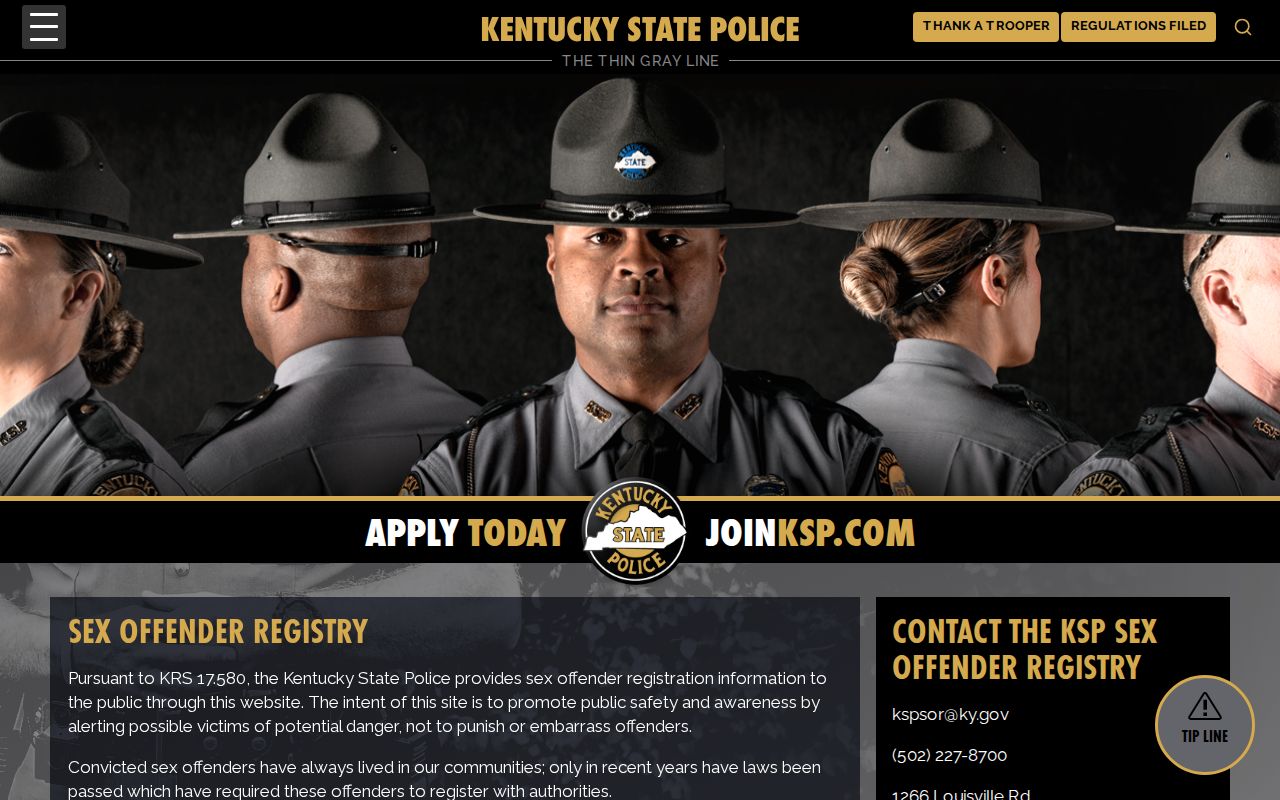 KSP program information for a Lyon County sex offender lookup